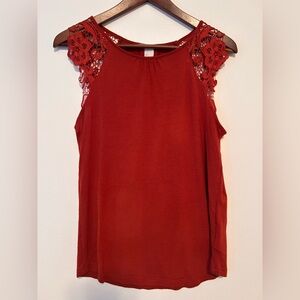 H&M Red Lace Accent Women's Blouse